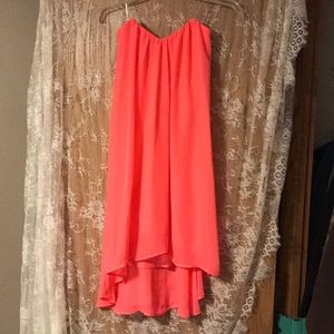 Strapless neon dress